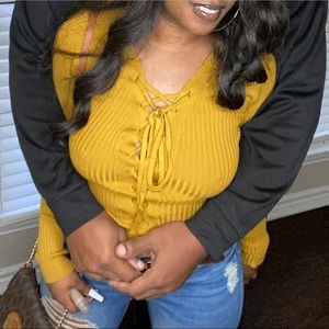 Mustard yellow tie long sleeve